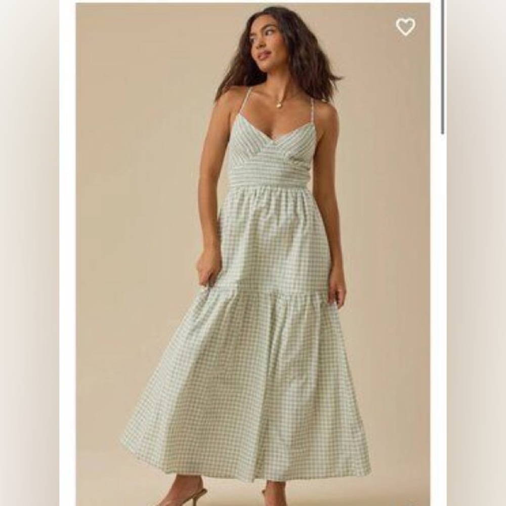 Altard state Palmer maxi dress sage gingham